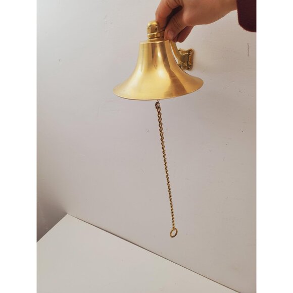 Large Vintage Brass Dinner Bell Wall Mount Decor - Brass Bell , Brass Bell - Picture 8 of 10